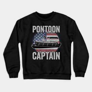 Pontoon Captain Funny Pontoon Boat USA American Flag Crewneck Sweatshirt